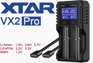 XTAR VX2PROK Battery Charger for Li-Ion, LiFePO4, and Ni-MH Batteries