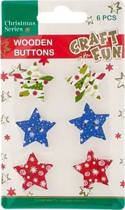 Craft with Fun Koka pogas Zvaigznes CK-246 Dekoratīvās 6 gab