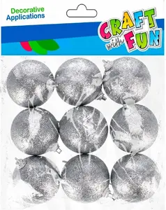 STARPAK Silver Styrofoam Decorative Christmas Ball 51mm 9 Pieces Set 521635