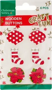 Craft with Fun Koka poga Ziemassvētku zeķe dekoratīva 6 gabali