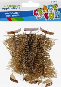 Craft with Fun CFBN391 Christmas Tree Ornament Gold 8 cm 6-Piece Set