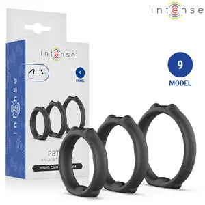 INTENSE FOR HIM PETER Set of 3 Penis Rings Model 9 with Flexible Soft-Touch Design in Three Different Sizes
