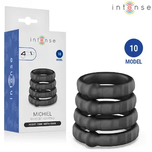 INTENSE FOR HIM MICHIEL Set of 4 Penis Rings Model 10 Flexible Soft-Touch Silicone with Four Different Diameters