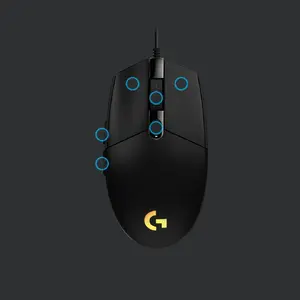 Logitech G203 LIGHTSYNC spēļu pele melna vadu USB 8000 DPI 6 programmējamas pogas