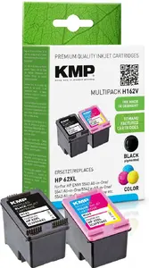 KMP MultiPack Pigment Black and Color Dye Ink Cartridge Replaces HP 62XL C2P05AE C2P07AE