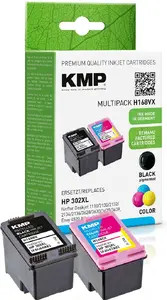 KMP Remanufactured Ink Cartridge Multipack Black and Color for HP F6U68AE HP302L