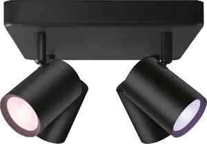 Signify WiZ IMAGEO Square 4-Spot Ceiling Spotlight Tunable White and Color Black
