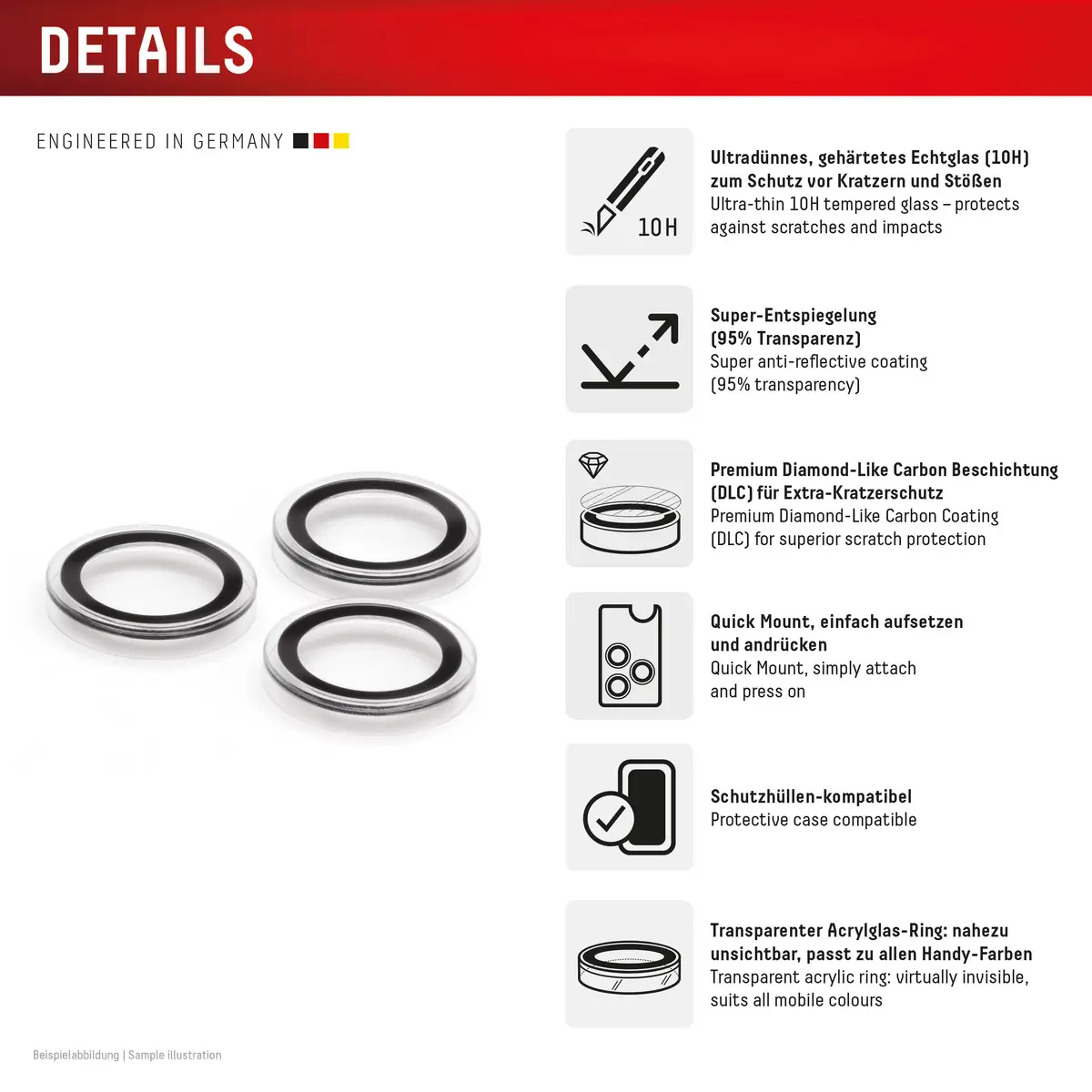 DISPLEX CamGlass Kameras aizsargstikls Single Lens