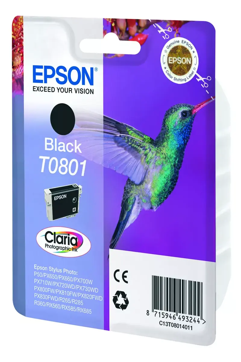 Kārtridžs Epson Singlepack Black T0801 Claria Photographic Ink Black Photo 2