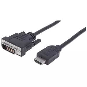 HDMI uz DVI-D kabelis Manhattan HDMIDVIMM6 1.8m Vīriešu uz Vīrieti Melns