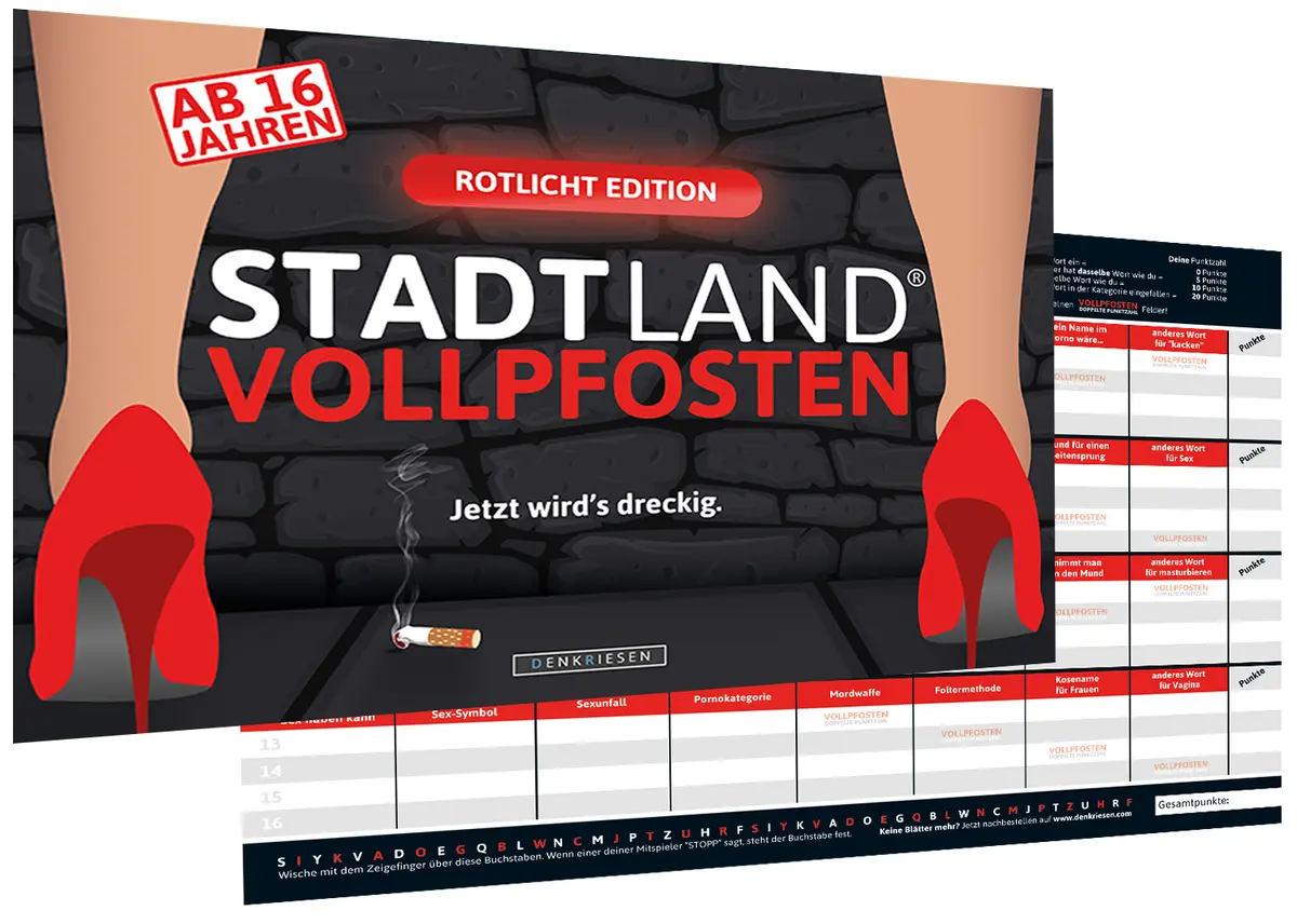 Galda spēle Stadt Land Vollpfosten Rotlicht