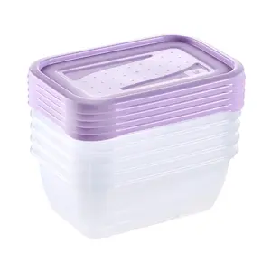 keeeper Fredo Taisnstūra pārtikas uzglabāšanas tvertne 0.5 L Purpura Caurspīdīga 5 gab.