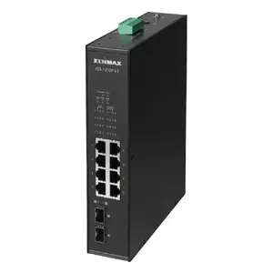 Промышленный сетевой коммутатор EDIMAX IGS-1210P V2 с 10 гигабитными портами, поддержкой PoE+ и креплением на DIN-рейку