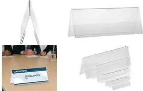EUROPEL Tisch-Namensschild 350098 150 x 55 mm transparent acrylic tent shape for double-sided presentation 10-pack