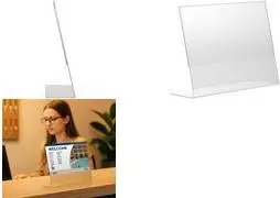 EUROPEL Budget Tabletop Display Stand DIN A5 Landscape Slanted Clear Robust Acrylic Single-Sided Presentation