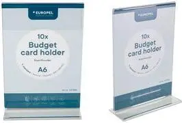 EUROPEL Tabletop Display Budget DIN A6 Portrait Straight Clear Robust Acrylic Single-Sided Presentation