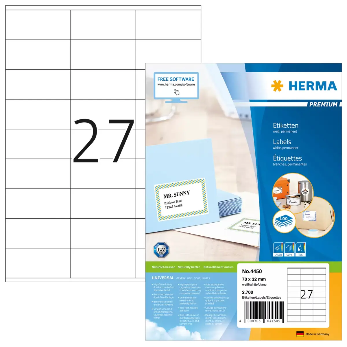 HERMA Pašlīmējošās printera etiķetes Premium A4