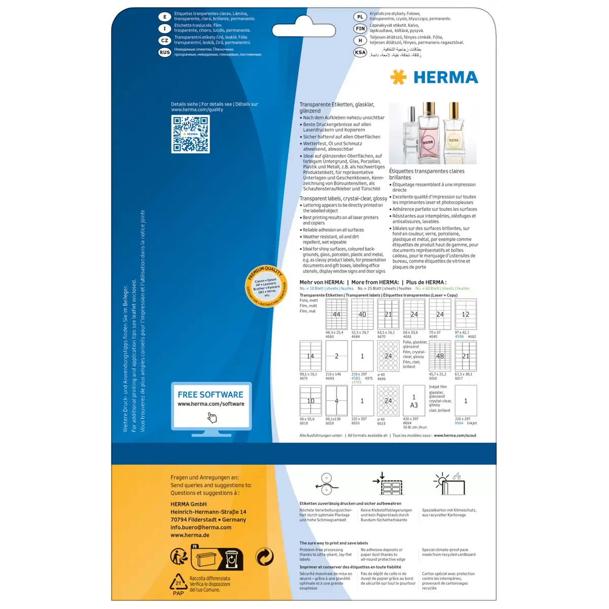 HERMA Transparent Self-Adhesive Labels A4 96x50.8 mm Photo 2