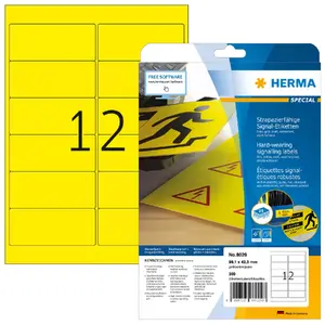 HERMA Labels signalling hard-wearing A4 99,1x42,3 mm yellow strong adhesion film matt weatherpr. 300 pcs.