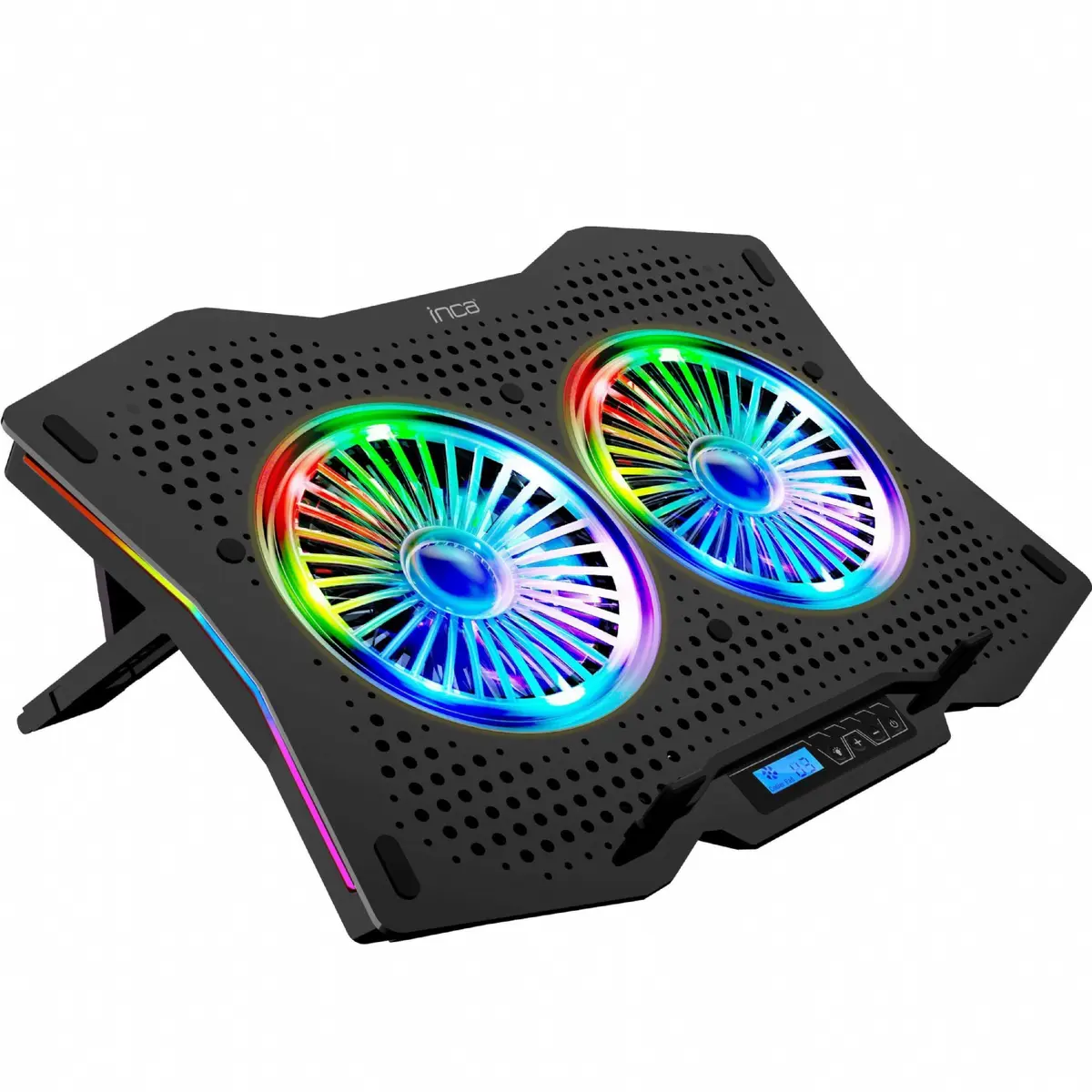 INCA Notebook KĂĽhler 2x 115x15mm LĂĽfter/RGB/1200RPM/2xUSB