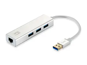 LevelOne USB-0503 Gigabit USB Network Adapter and USB Hub with Wired Connectivity, Ethernet Interface, and 1000 Mbit/s Maximum Data Transfer Rate