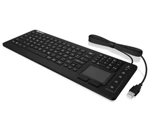 Rūpnieciskā vadu USB membrānas tastatūra KeySonic KSK-6231 INEL (CH) ar skārienpaliktni Šveices QWERTZ izkārtojums melna