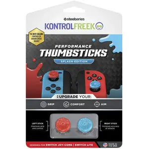 Steelseries KontrolFreek Performance Thumbsticks Splash Red and Blue Pack of 2 for Nintendo Switch Joy-Cons and Nintendo Switch Lite