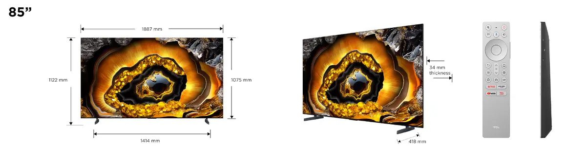 TCL X95 85X955 4K QD-Mini LED Google TV televizors Photo 5