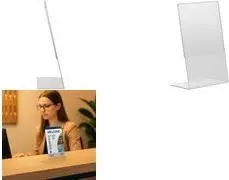 EUROPEL Budget Tabletop Display Stand DIN A6 Portrait Slanted Clear Robust Acrylic Single-Sided Presentation 351032