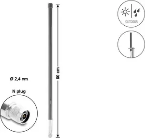 Delock WiFi 5800 MHz Antenne N Stecker 10 dBi omnidirektional starr outdoor grau 60 cm (60767)