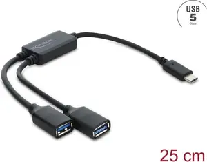 Delock 2 Port USB 5 Gbps Typ-A Kabel-Hub mit USB Type-C Anschluss 25 cm (64373)