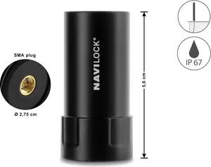 Navilock GNSS Multiband Antenne SMA Stecker 35 dB aktiv outdoor schwarz 5,6 cm (60764)