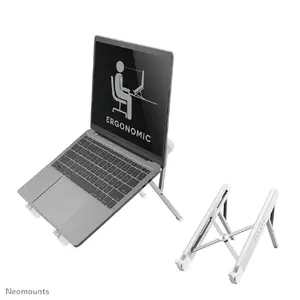 Neomounts NSLS010 Laptop stand 11-17" foldable silver aluminium with 5 kg capacity and adjustable height and width