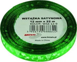 BREWIS Satīna lente Ziemassvētku dizains platums 25 mm garums 22 m krāsa 9
