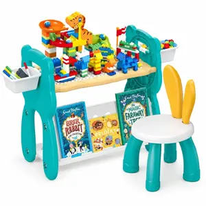 Bounn Educational Table with 204 Building Blocks, Chair, and Drawing Board