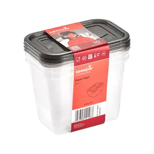 Stoneline Fredo Rectangular Food Container 1 L Black and Transparent 3-Pack