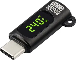 Renkforce USB-C adapteris RF-7105846 ar USB-C spraudni un USB-C ligzdu Power Delivery, LED displeju spriegumam, strāvai un jaudai, un 8K UHD atbalstu