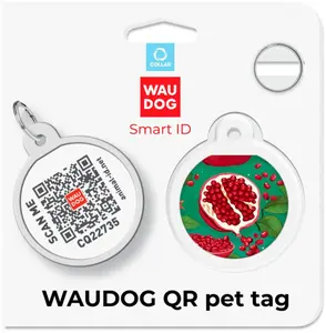 Collar WAU DOG SMART ID Pet Tag Round 25mm Navy Blue