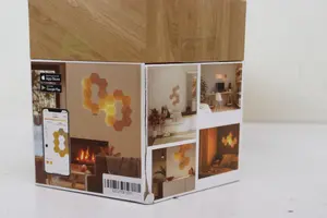 Nanoleaf Elements Wood Look Hexagons Starter Kit 13 panels modular light panels with cool and warm white light, touch control, and music sync