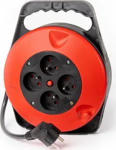 Kabel przedłużacz 230V 8m 16A czarny na bębnie 4 gniazda PLATINET (46090)