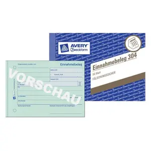 Avery Zweckform 304 Receipt Book Blue, Green, White 50 pieces