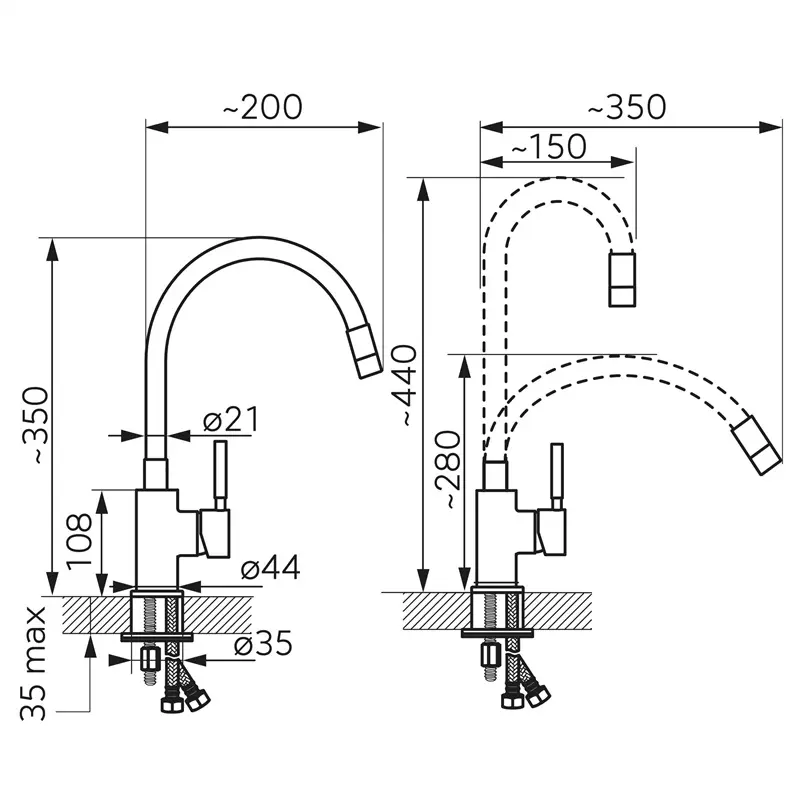 FERRO ZORBA BZR4BSSBC Kitchen Sink Mixer Tap Photo 2