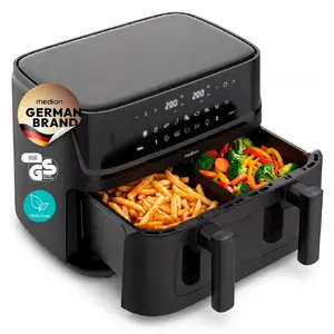 MEDION LIFE P25 XXL Hot air fryer Black Double 10.8 L 3040 W Touch