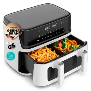 MEDION LIFE P25 XXL Hot Air Fryer Double 10.8 L 3040 W Touch Control Black and White