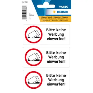 Herma 5738 Self-Adhesive Rectangle Warning Label, White