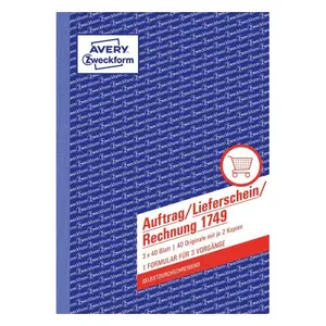 Avery Zweckform 1749 Accounting Form Book A5 40 Pages Pink White Yellow Cardboard 3-Pack