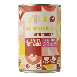 Tillo Wet Cat Food Turkey Chunks in Gravy 415g