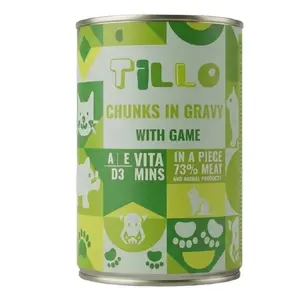 Tillo Wet Cat Food Chunks in Gravy with Game 415g
