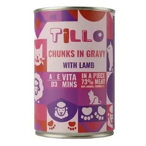Tillo Wet Cat Food Chunks in Gravy with Lamb 415g