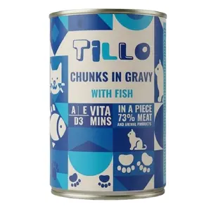 Tillo Wet Cat Food Chunks in Gravy with Fish 415g